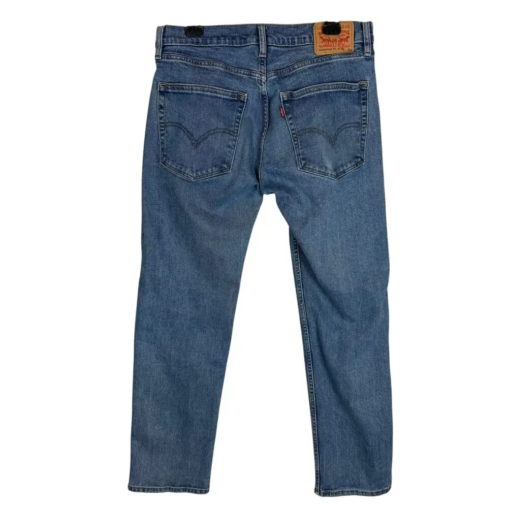 Levi's Jeans Mens 32x31 Blue Denim Stretch‎ Distressed Workwear Fit Straight Leg